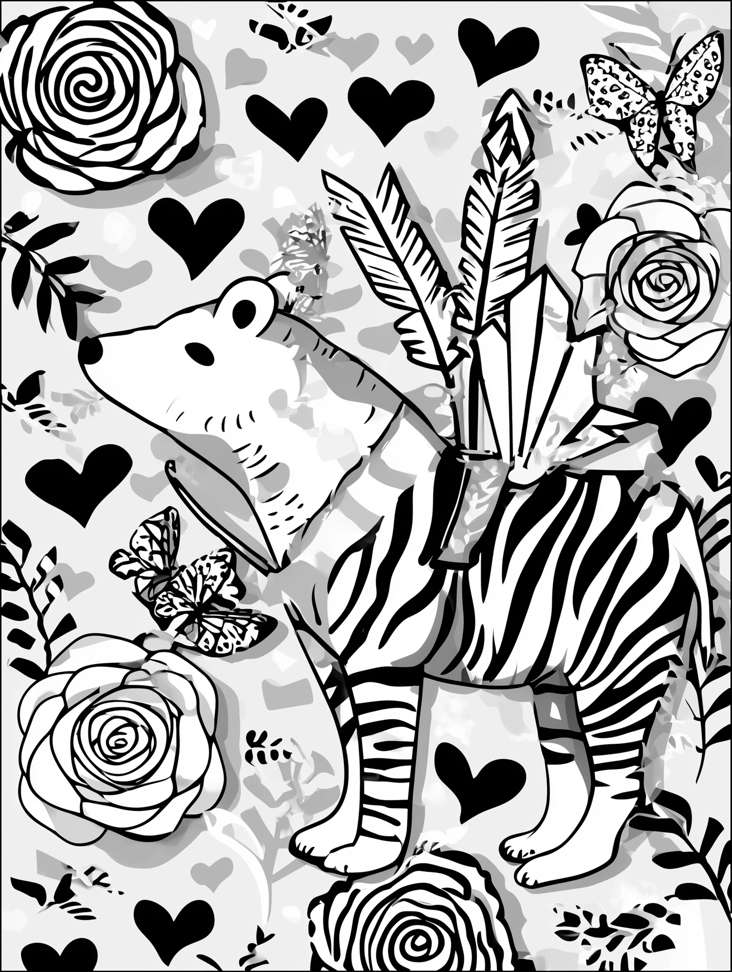 Free printable bear coloring book page featuring a bear with arrow details